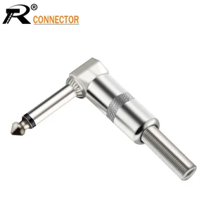 Штекер для микрофона 6,35 мм, угловой, 6,3 мм, с никелированным покрытием, 1 шт.