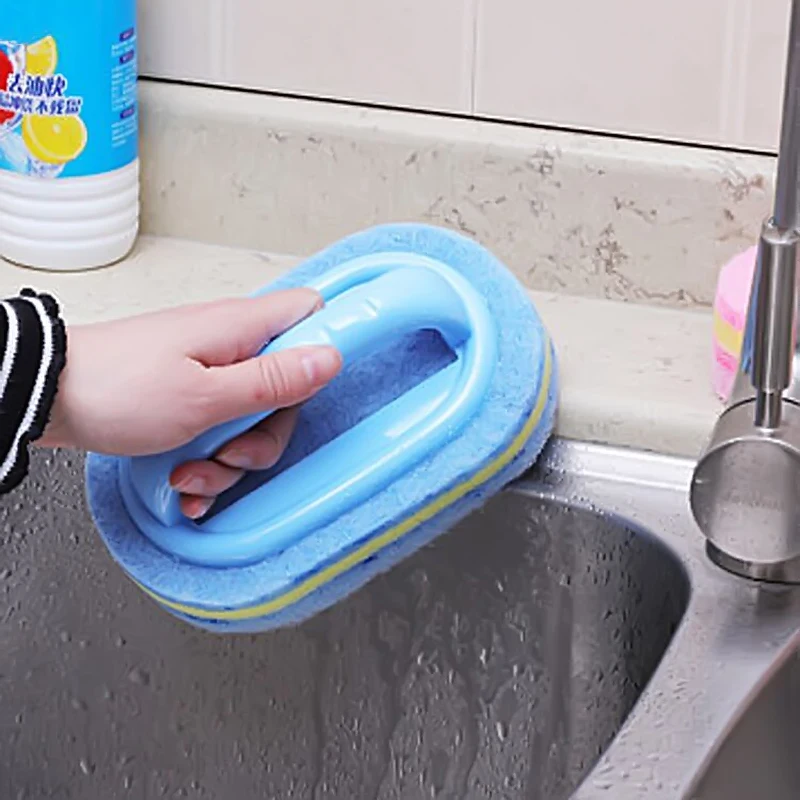 Kitchen Bathroom Toilet Cleaning magic sponge Glass Wall Bath Brush Handle Sponge Ceramic Window Slot Clean | Дом и сад