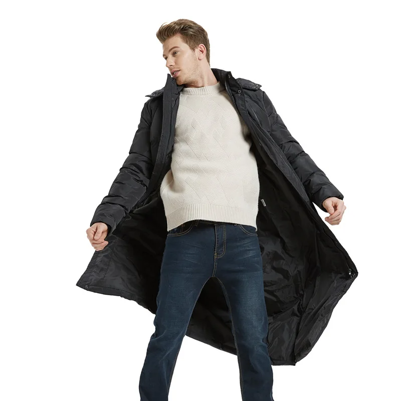 2020 Winter Men's Long Coat Fashion Thick Warm Slim Casual Hooded Jackets Long Sleeve High Quality Cotton Jacket Black Plus Size
