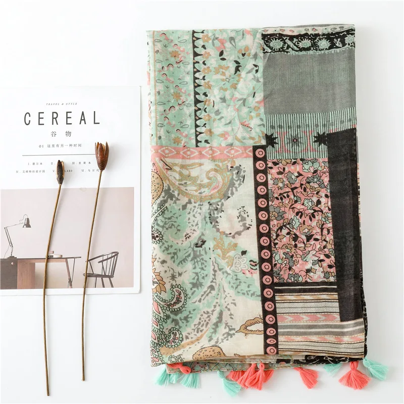 2020 кисточкой вискозный шарф шаль большая женская Косынка мягкие пашмины