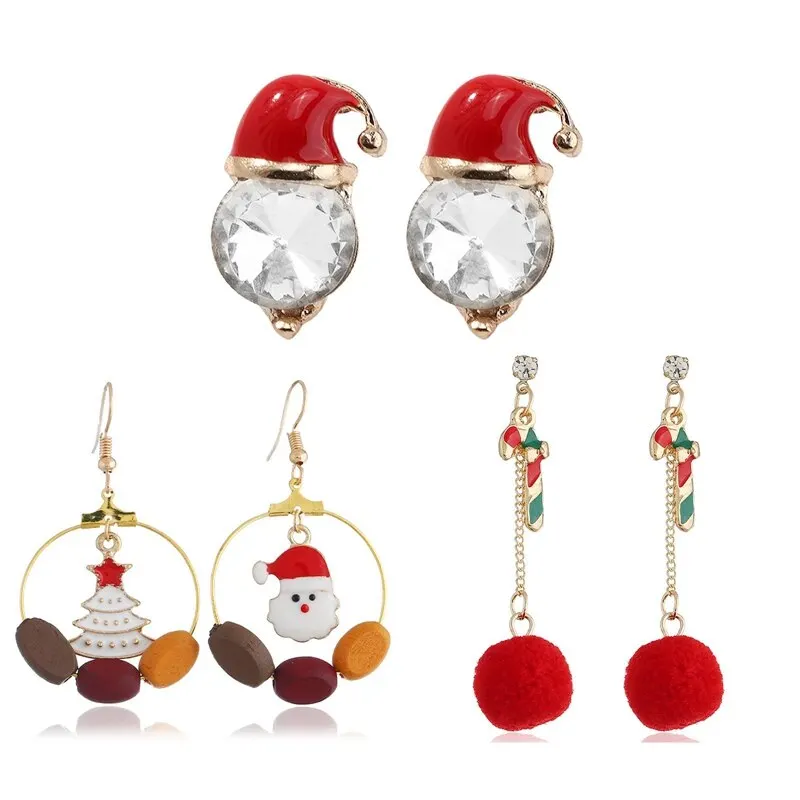 Рождественские серьги в виде шапки снеговика шарика женские модные ювелирные