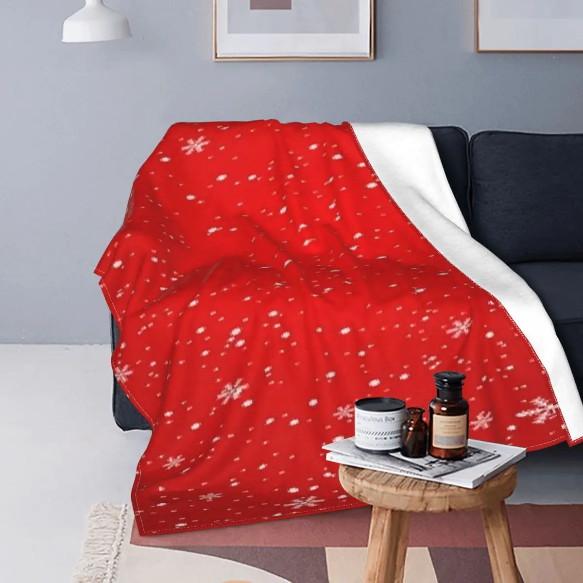 

Manta de lana a cuadros para cama, colcha divertida de Navidad, 3 unidades