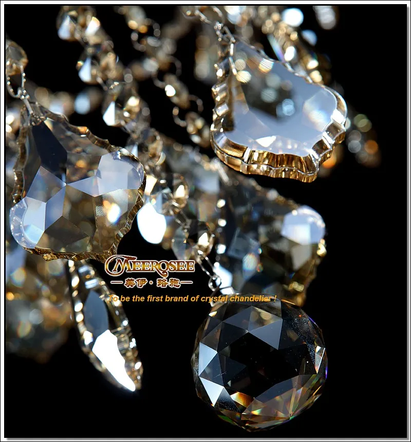 Современная хрустальная люстра коньяк лампа с стеклянными дужками подвесные