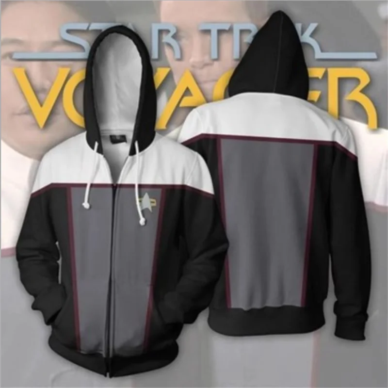 star trek cosplay jacket voyager hoodie 3d print women men hoodie hoody man hip hop casual coat sweatshirts with zipper free global shipping