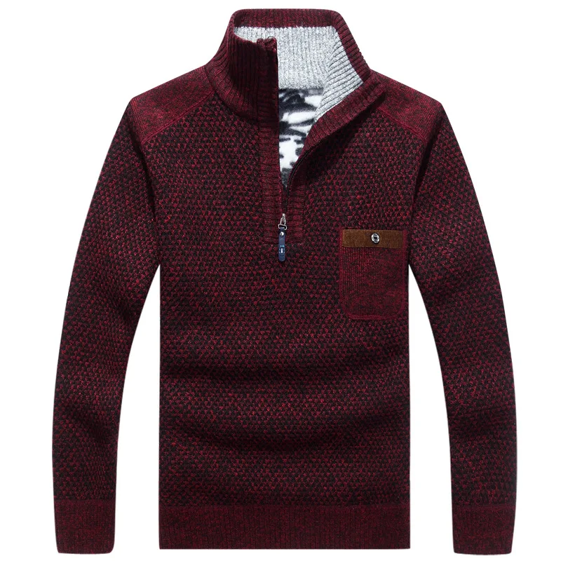 

Осенне-зимний свитер, Мужская Флисовая Толстая теплая водолазка, Женский трикотажный свитер с воротником на молнии и длинными рукавами
