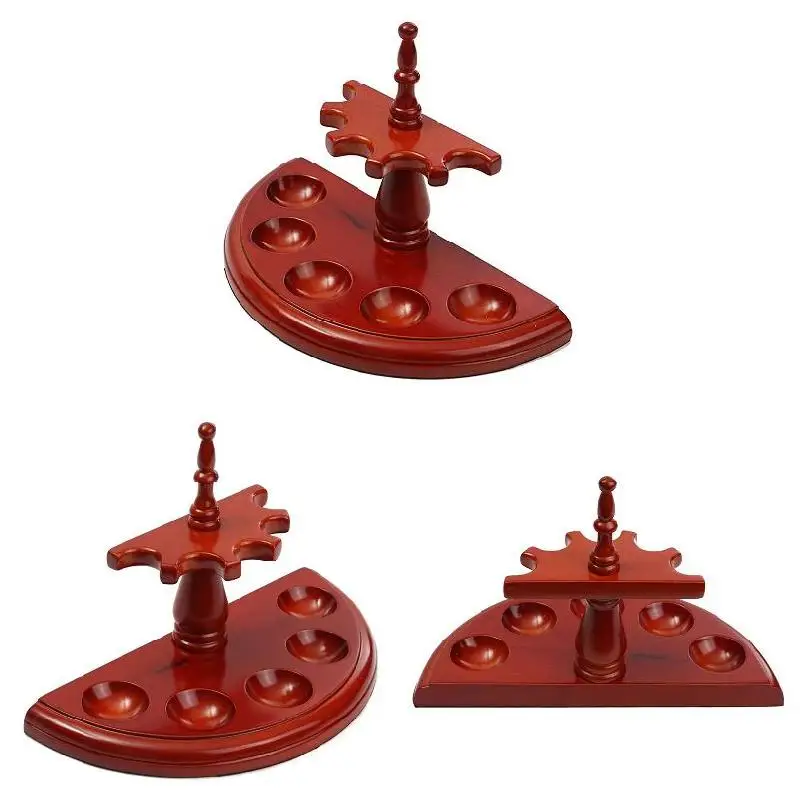 

Semicircle Shape Pipe Stands Wooden Rack Display for 5 Tobacco Pipes E2S