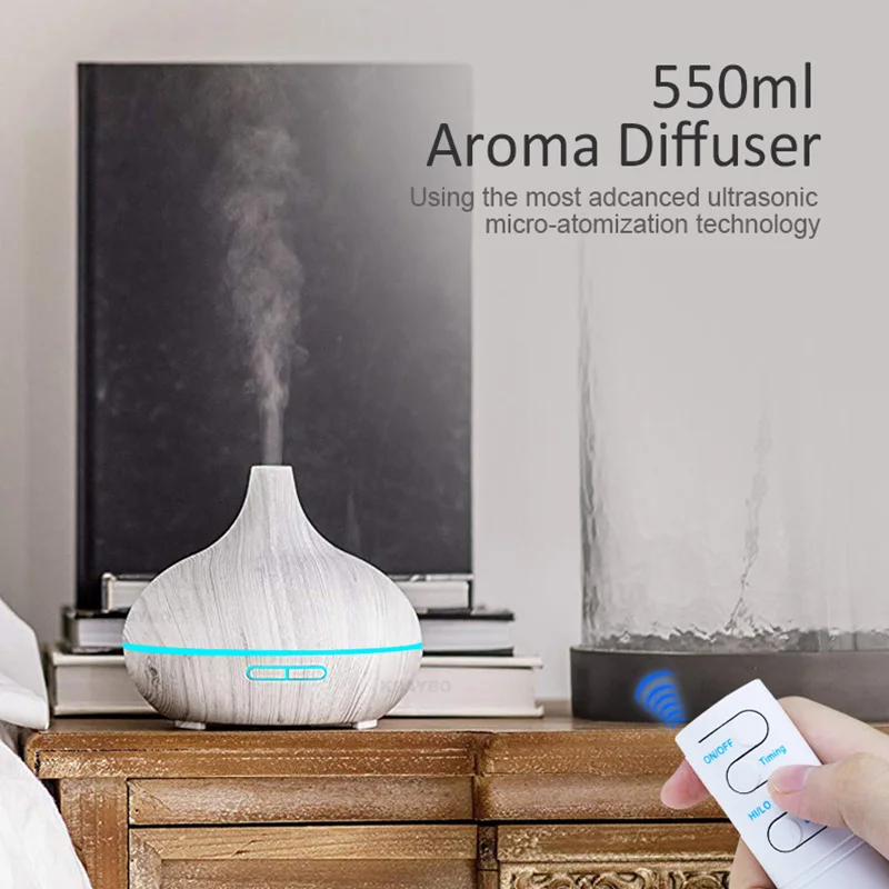 

550ml Aroma Air Humidifier Essential Oil Diffuser Aromatherapy Electric Ultrasonic cool Mist Maker for Home Remote Control