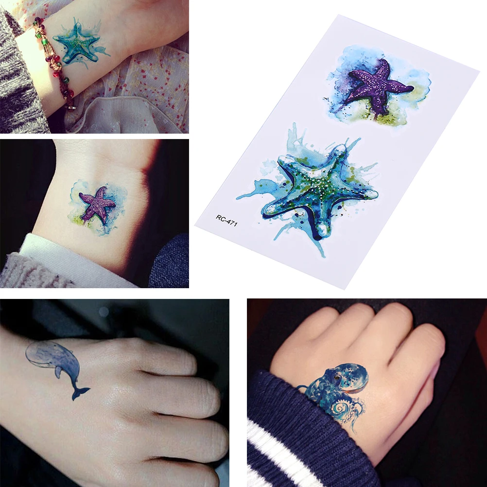 Поддельные художественные татуировки на руку Детские ручные морская звезда Кит