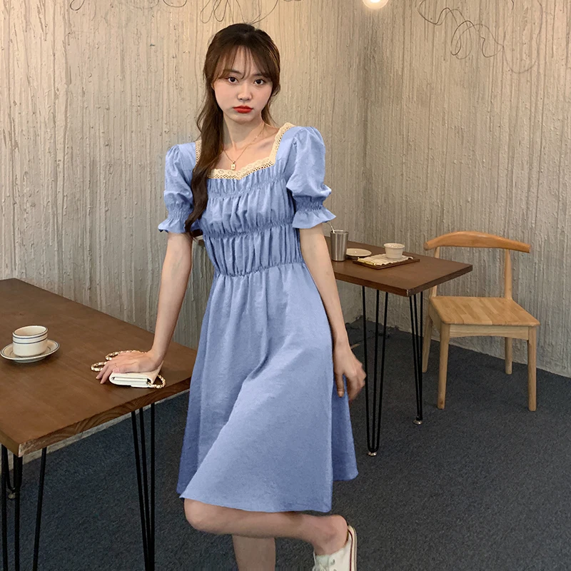 

Summer, the new party brought the dress long skirt elastic waist with short sleeves