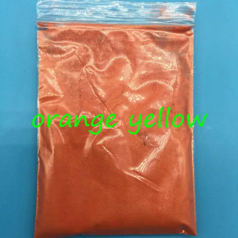 Orange Yellow 100 г цветной жемчужный порошок для макияжа, много цветов Слюда Порошок для ногтей блеск, перламутровый косметический пигмент - Цвет: Orange Yellow