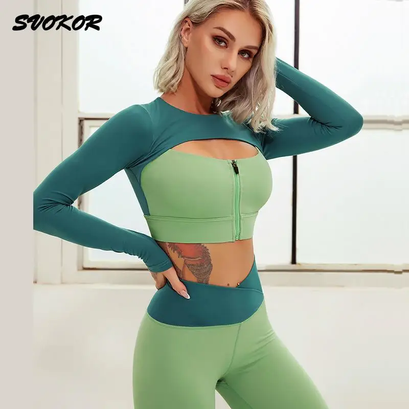 

Женский спортивный костюм из двух предметов SVOKOR, леггинсы с V-образным вырезом и эффектом пуш-ап