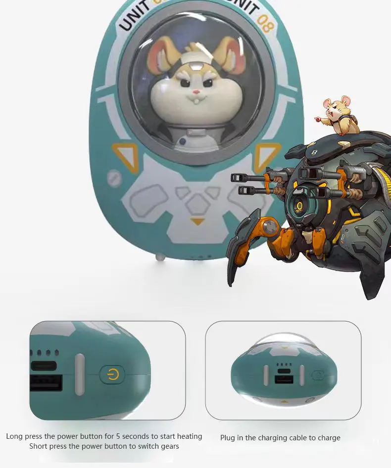 Blizzard Overwatch Co-branded Space Capsule Hand Warmer Wrecking Ball Hammond 5000mAh Power Bank Dual-use 2-in-1 Portable | Электроника