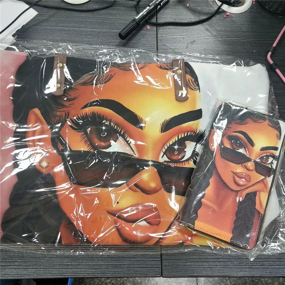 Комплект сумок и кошельков FORUDESIGNS женская черная сумка с принтом в африканском