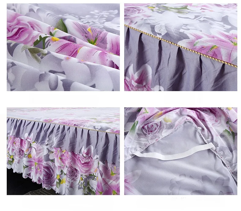 

Fashion Purple Flowers Home Bed Sheet Cotton Bedding Bedspread Bed skirt