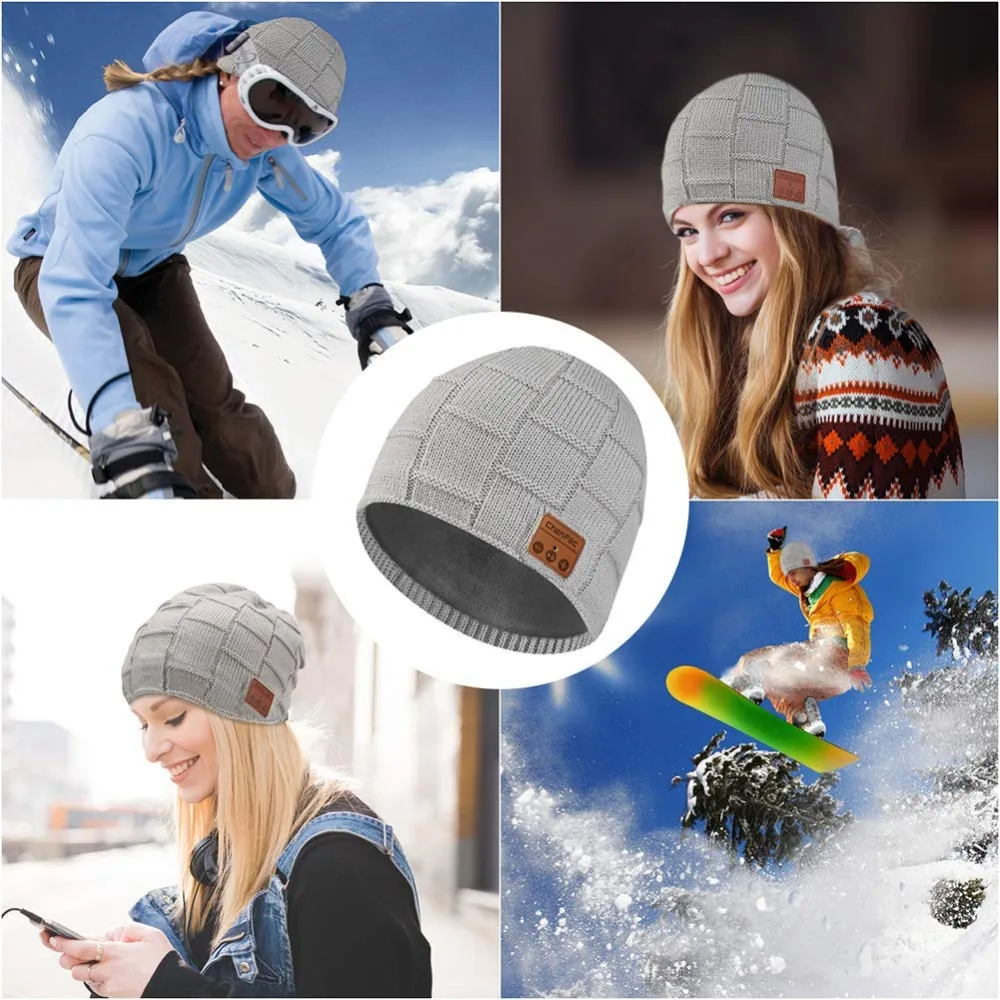 Новинка, беспроводная Bluetooth гарнитура, шапка, вязаная, Bluetooth 5,0, шапка, наушники, теплые зимние шапки, музыкальные наушники, лучший рождественский подарок