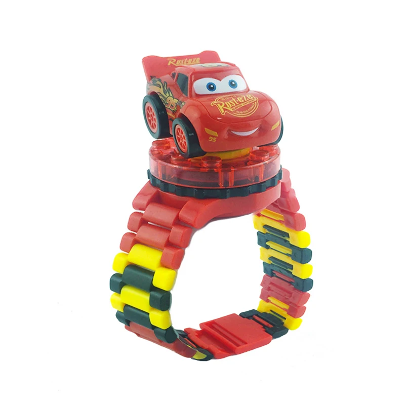 Вращающиеся строительные блочные часы Человек-паук Железный человек Марвел