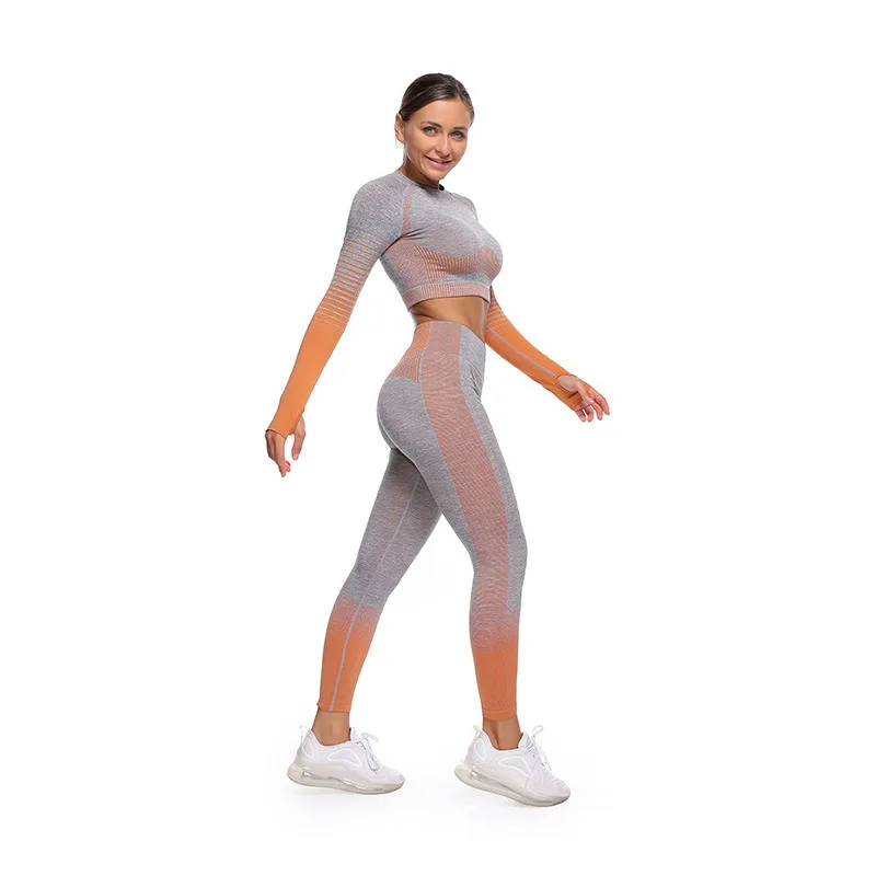 

Cross-Border European and American Seamless Yoga Suit Women's Autumn and Winter New Knitted Hip Lifting High Elastic Sports