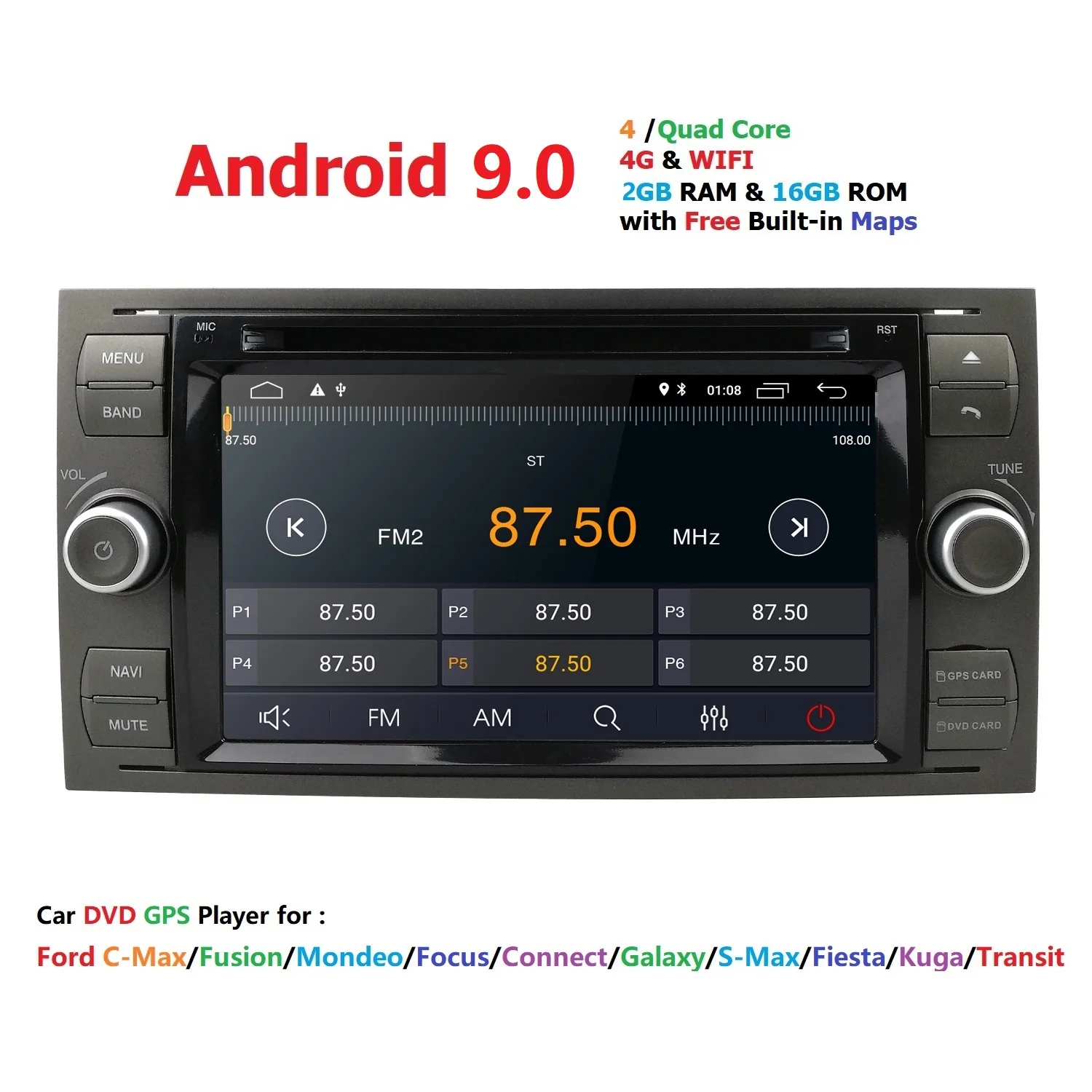 Android 9 0 черный серебристый автомобильный dvd плеер Авторадио аудио для Ford Focus 2 3 Mondeo