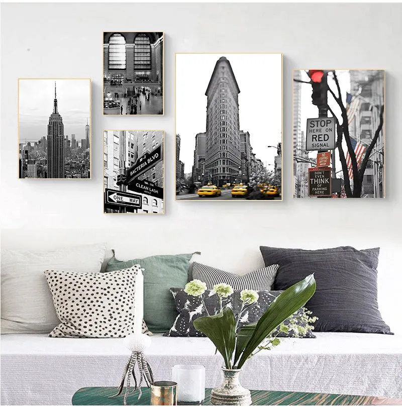 

New York City Empire State Building Wall Art Canvas Painting Black White Nordic Posters And Prints Wall Pictures For Living Room