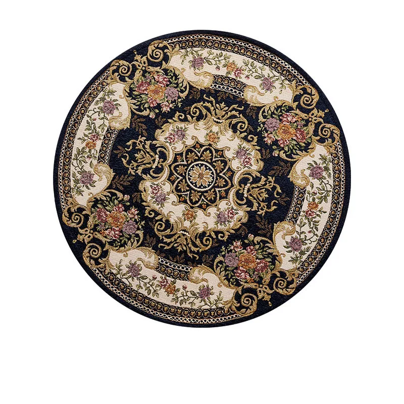 

European jacquard, retro, beautiful, printed, non-slip, round, carpet, floor mat, bedroom, living room, home decoration