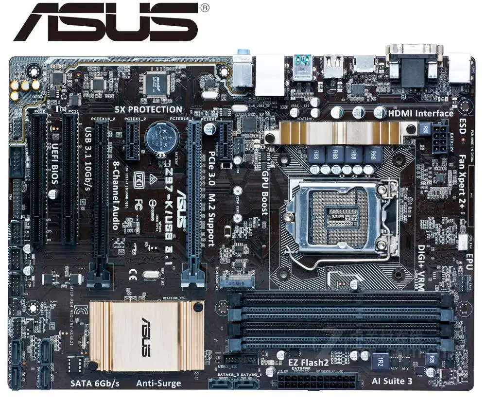 Материнская плата Asus Z97 K/USB3.1 используемая настольная материнская LGA 1150 DDR3 SATA3 USB3.0