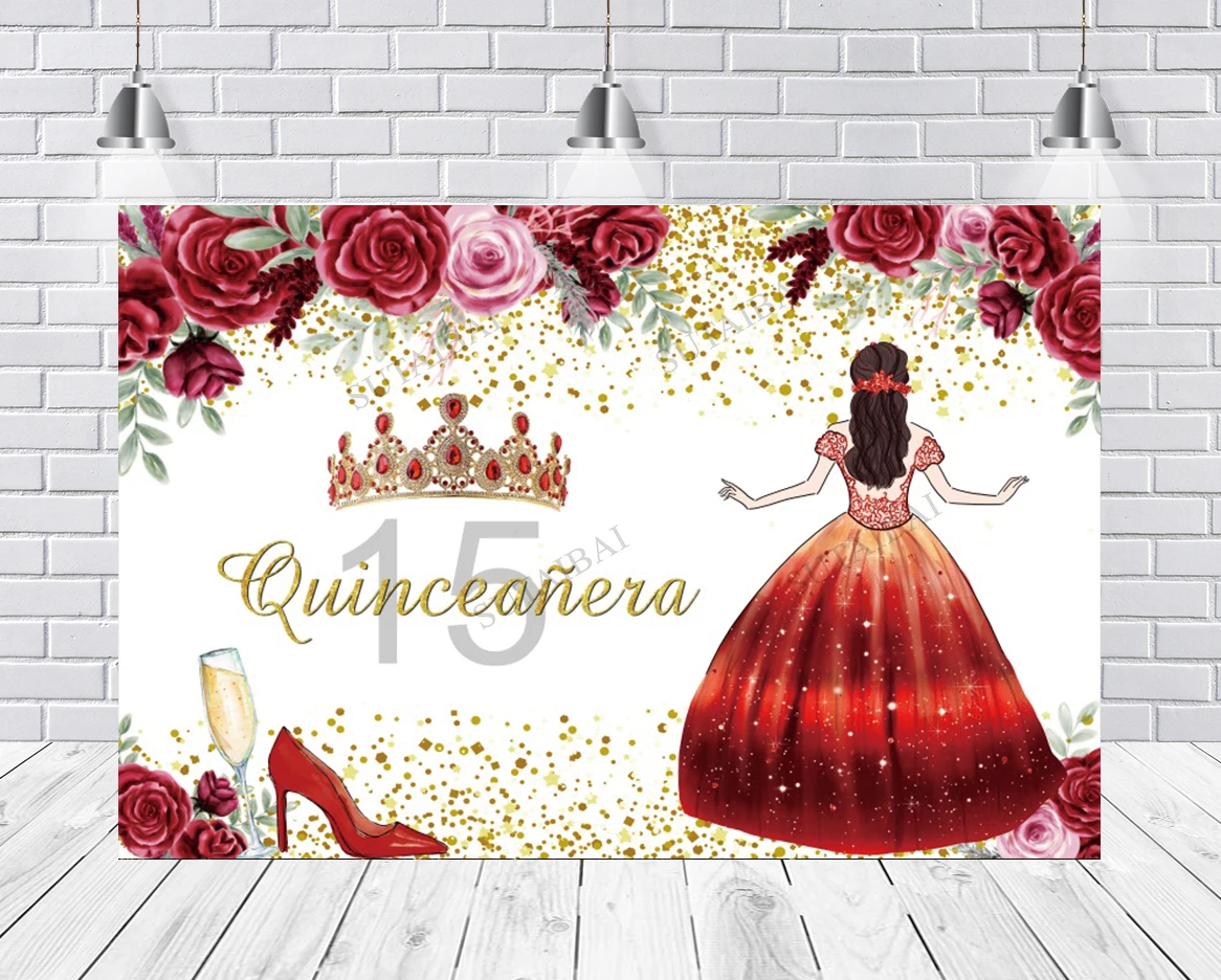 

15 Years Birthday Girl Party Backdrop Canvas Photography Princess Photo Backdrops for Subject Photo Studio Background