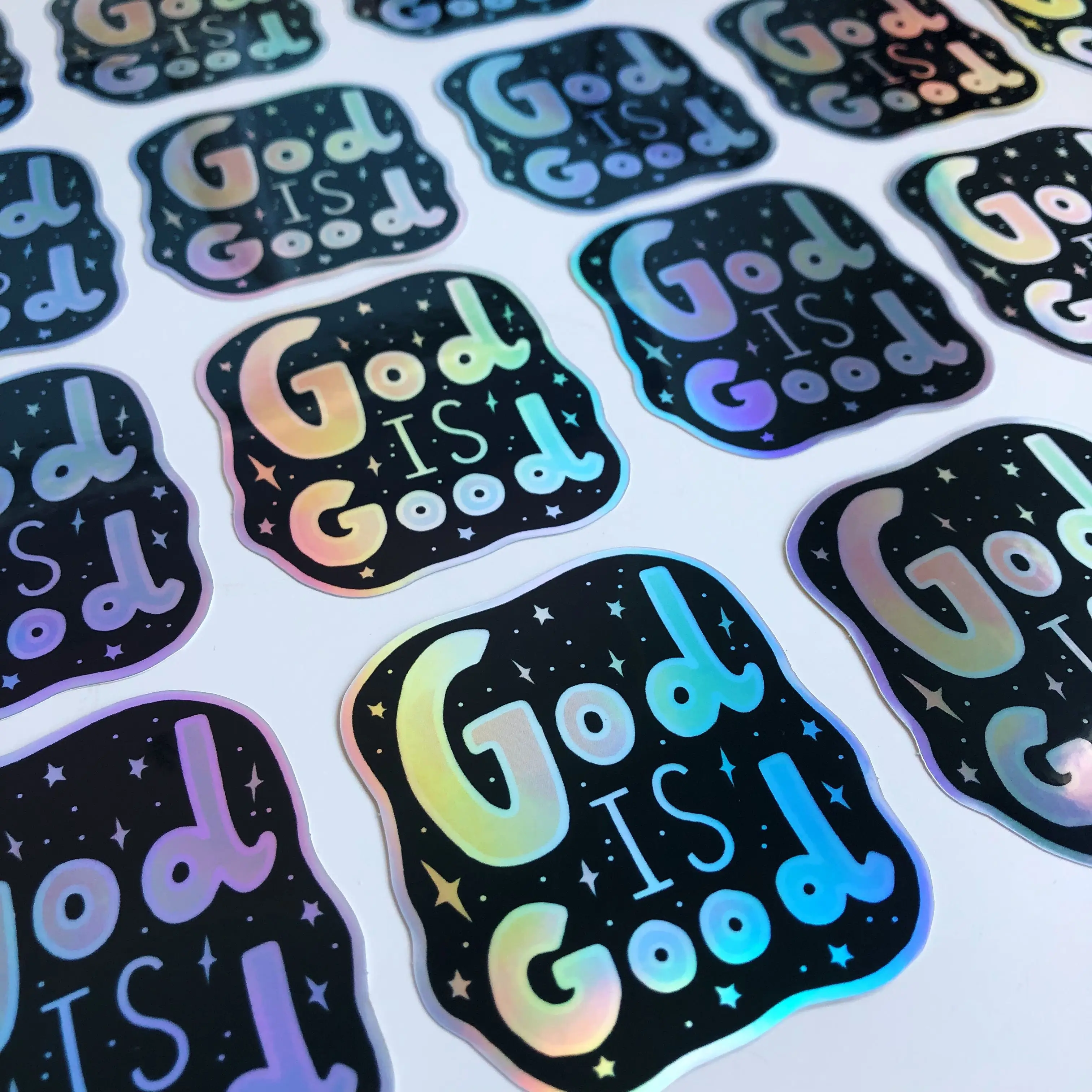 100pcs custom holographic stickers aesthetic phone laptop bike waterproof personalized laser labels die out business logo decal free global shipping