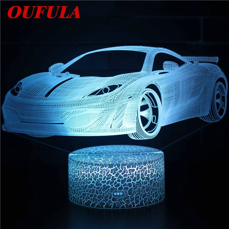 Ночная Светодиодная лампа фары машины 3D милая игрушка подарок 7 Цвет Абстрактная