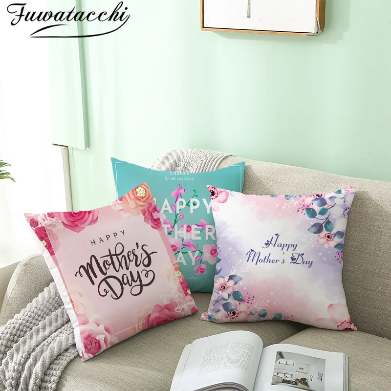

Fuwatacchi Pink Flower Printed Pillow Case Mother's Day Gift Cushion Covers For Home Chair Sofa Decorative Pillowcases Wholesale
