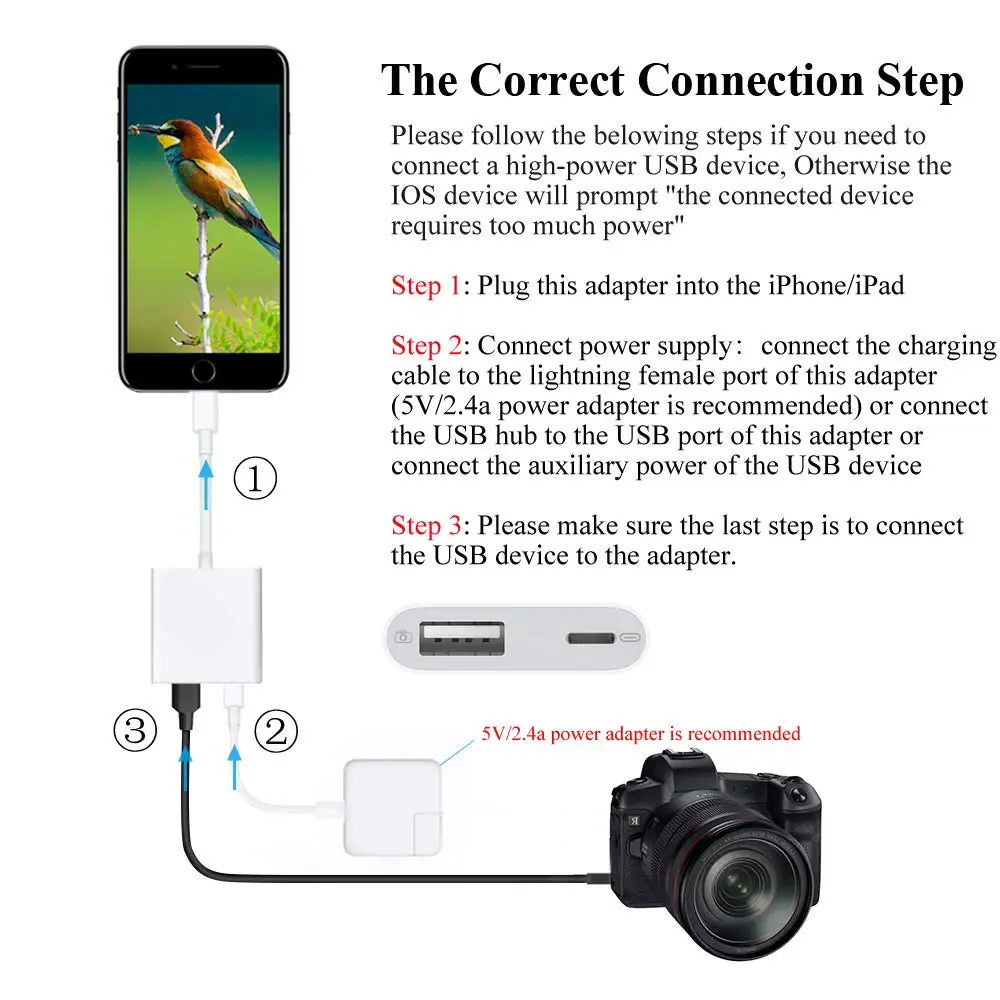 OTG адаптер для перехода от разъема Lightning к USB 3 Камера подключения читателя Наборы