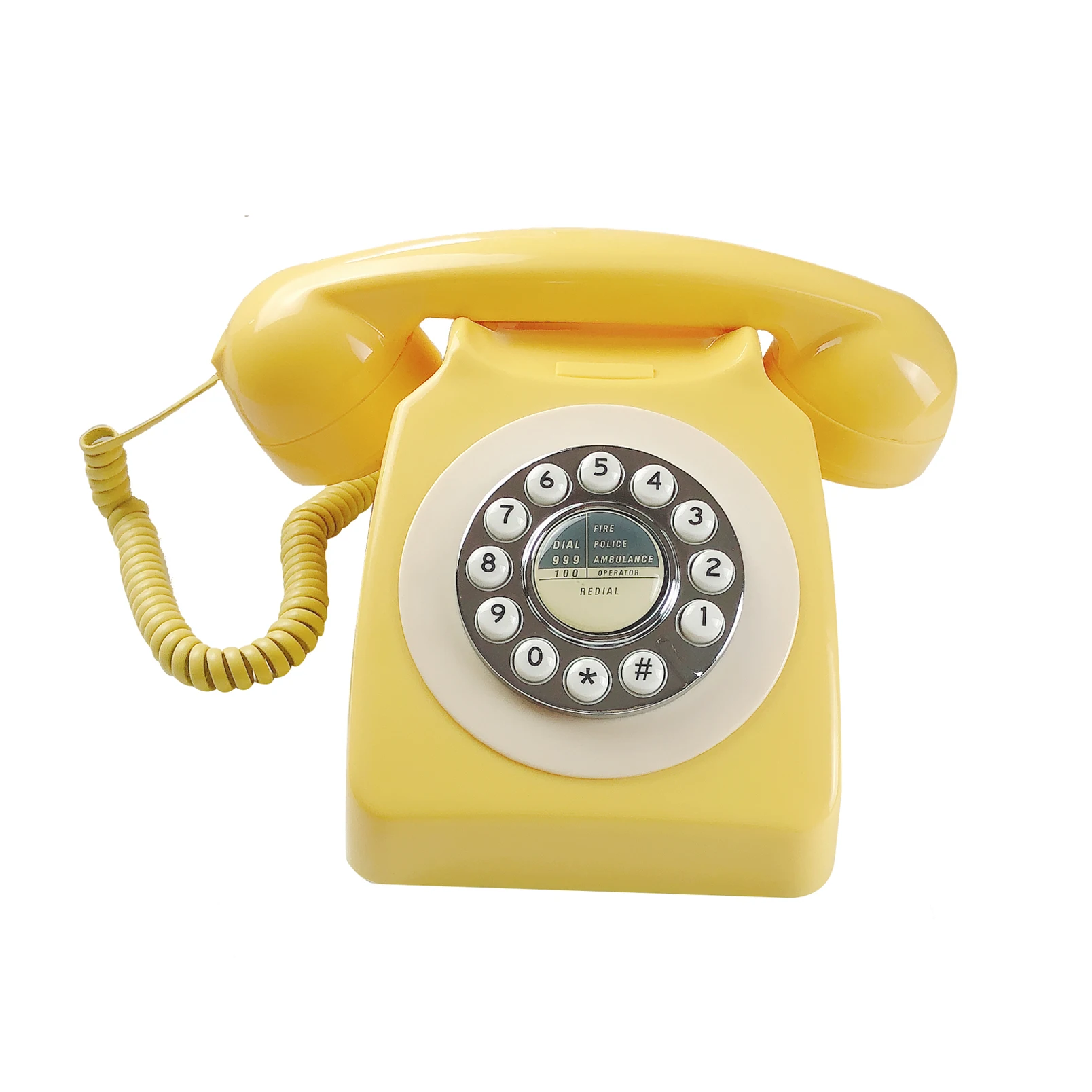 

Yellow Retro Phone, Corded 80's Classic Telephone/Old Fashion Landline Phone/Wired AntiqueTelephone for Home/Office/Hotel