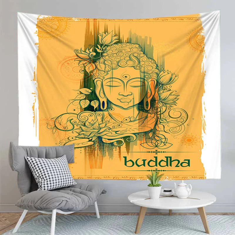 

Квадратная или Улыбка Будды Настенная ткань для украшения дома, гостиной, пляжное полотенце, Прямая поставка, прямоугольный гобелен