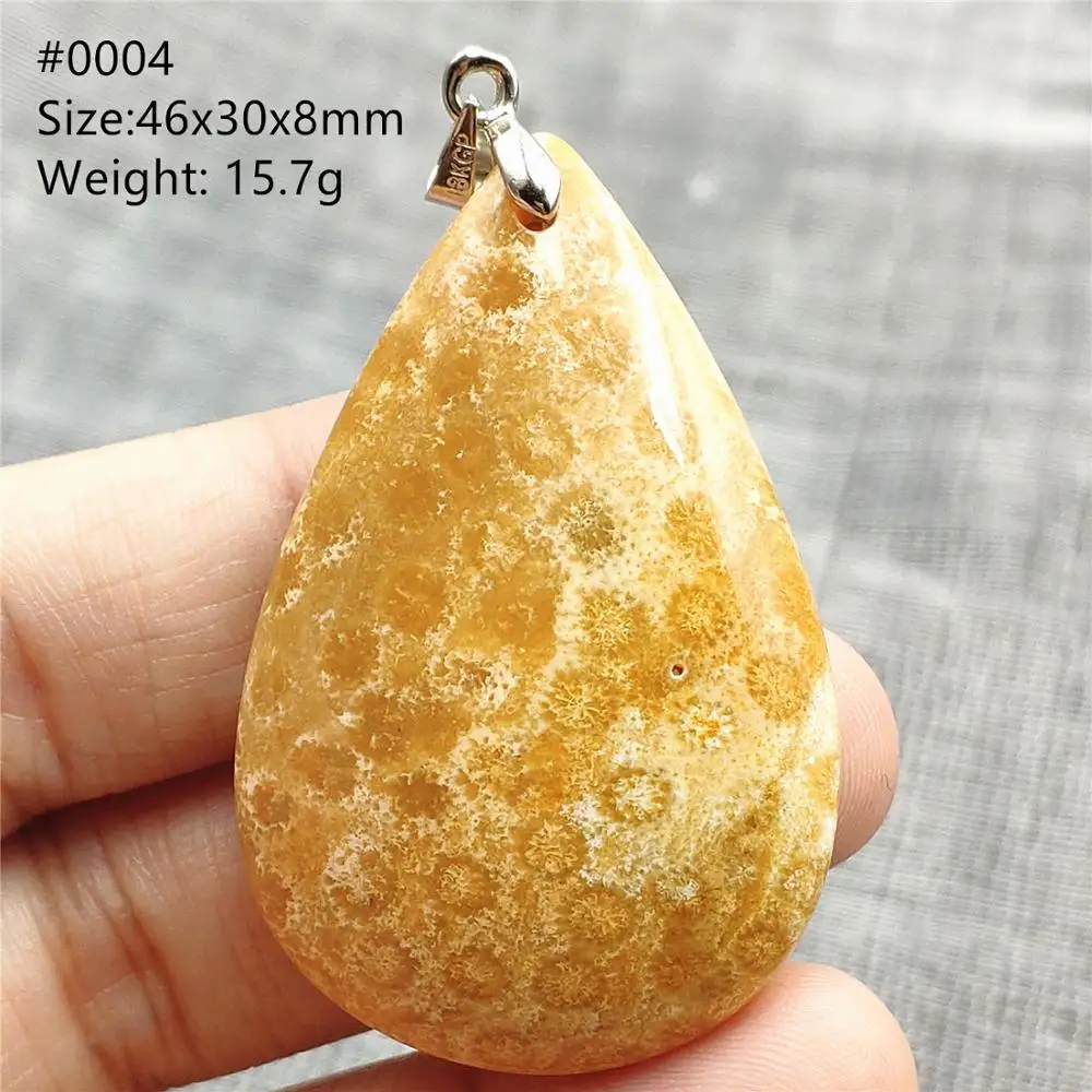 

Natural Chrysanthemum Yellow Precious Coral Pendant Women Crystal Water Drop Coral Necklace Fashion Jewelry AAAAA
