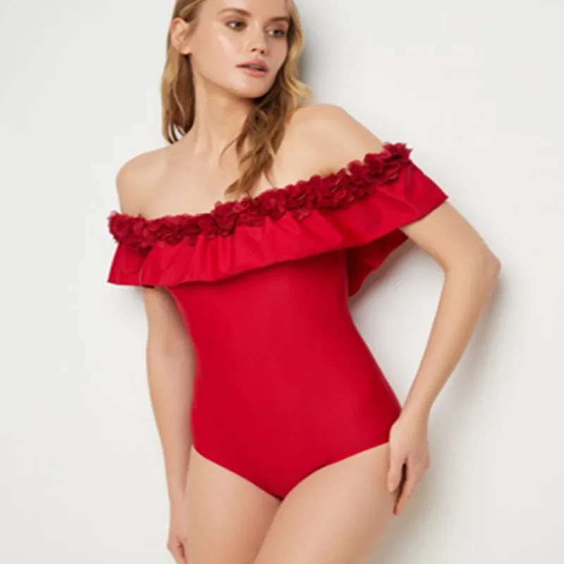 

Women's One Piece Bikini Set Fashion Sexy Ruffle Sleeveless High-end BathingSuit Bodysuit Swimsuit Swimming Wear Beachwear