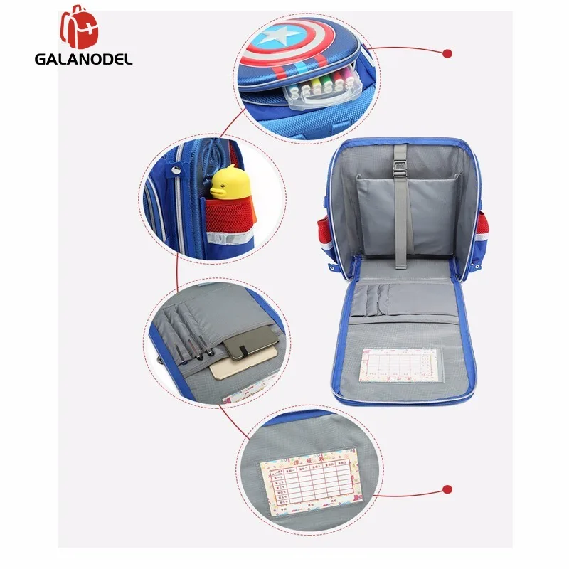 Детский Школьный рюкзак с 3D рисунком героя из мультфильма Капитан Америка для