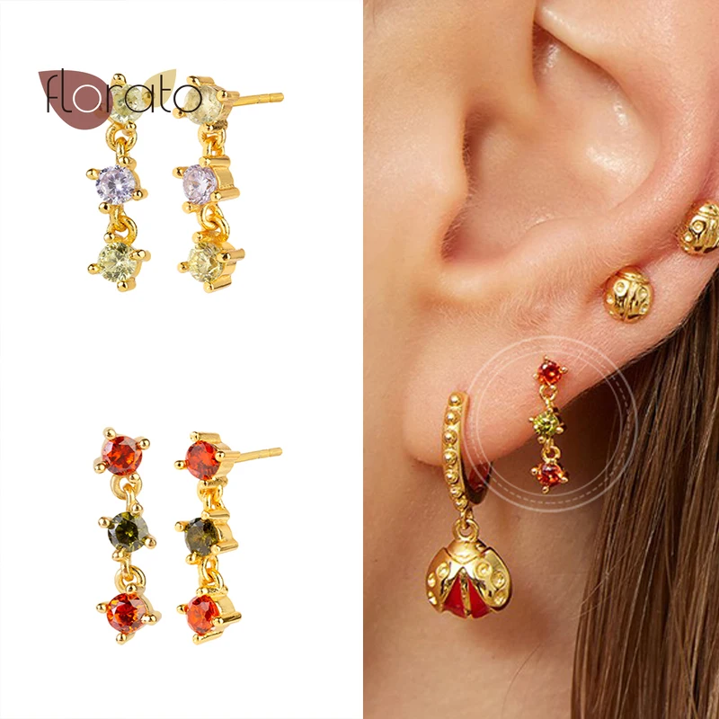 

925 Sterling Silver Ear Needle Exquisite Crystal Pendant Stud Earrings Fashion High End Jewelry Luxury For Women Birthday Gifts