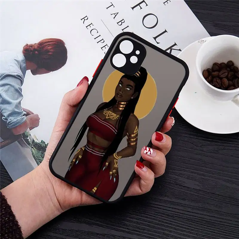 

Afro Girls Black Women Art Phone Cases Matte For iPhone 12 Mini 11 Pro XR XS Max 7 8 Plus X Hard PC Back Cover