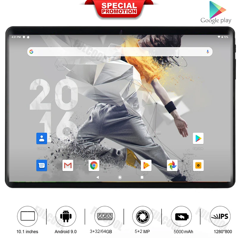 Планшет Android 2020 10 дюймов 2 SIM-карты 4G LTE 3 Гб ОЗУ 32 ПЗУ 8 ядер 9 0 дюйма Bluetooth GPS планшеты