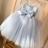 illusion polka dot flower girl dresses long illusion sleeves girl pageant dress tulle organza baby communion dresses