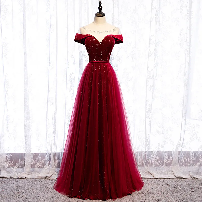 

Sexy Off Shoulder Chinese Long Evening Dress Sequins A-line Banding Formal Prom Party Gowns Vestido de Festa Cheongsam