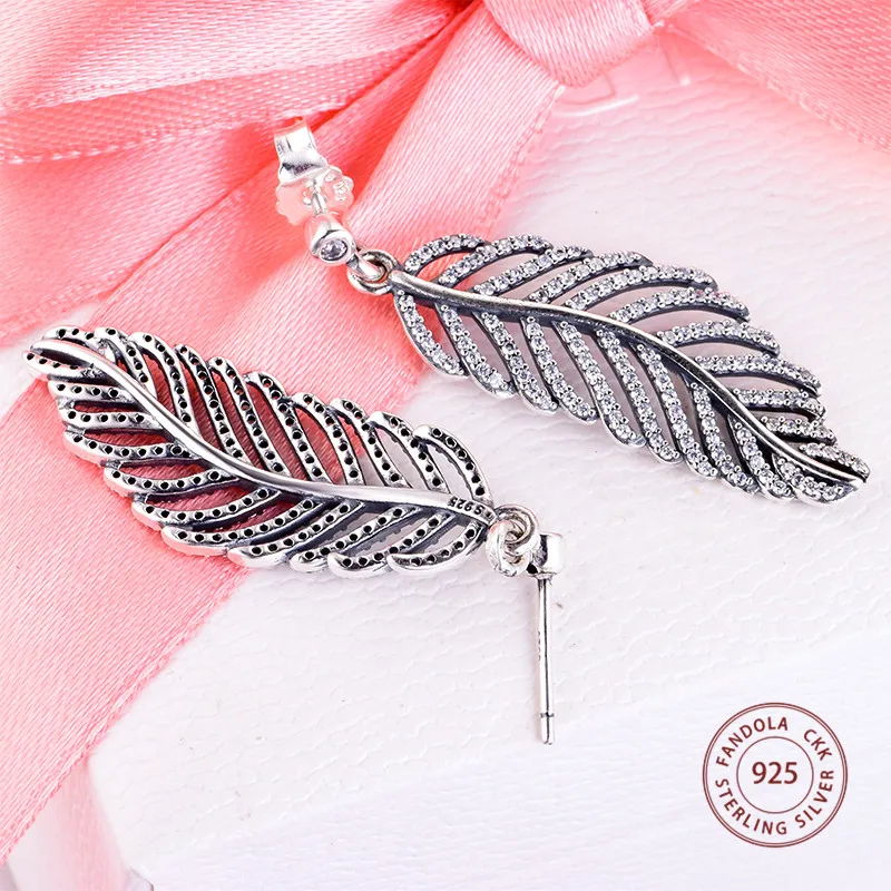 Женские серьги гвоздики из 100% стерлингового серебра 925 пробы с фианитами