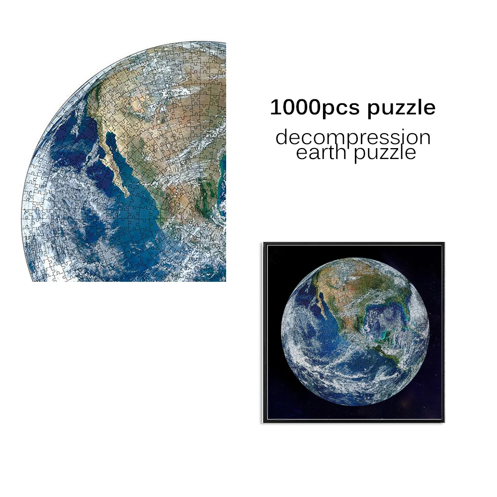 

1000 Pieces Adult Kids Puzzle Round Earth Sky Jigsaw Puzzle Flat Educational Reduce Stress Toy Decompression Puzzle