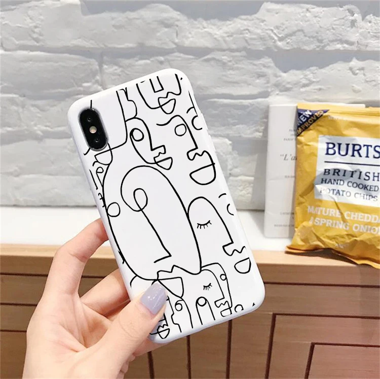 Забавный Мягкий силиконовый чехол с абстрактными линиями для iPhone X 8 7 6 6S Plus XR XS MAX 11