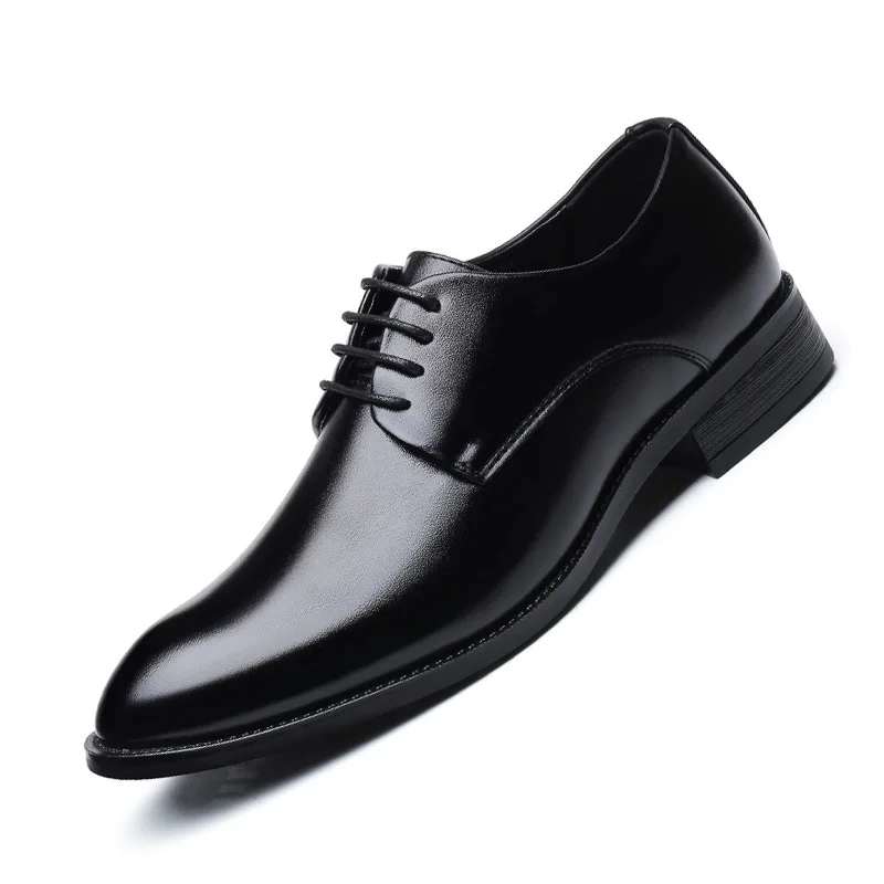 

Leather Casual Shoes for Men, Four Seasons, Daily, Pointy, Lace-up Shoes, Business Shoes, Large Shoes for Men