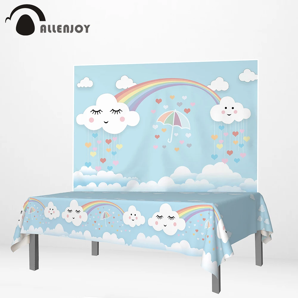 Allenjoy влагостойкая скатерть баннер Радуга облака любовь для маленьких детей день