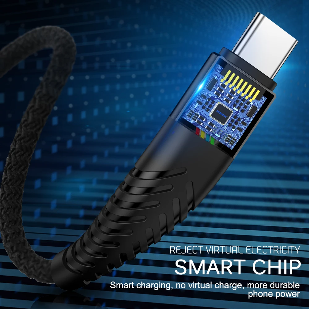 Кабель для зарядки Nohon USB Type A C 20см 3м нейлон черный/ красный/ синий/ белый|Кабели