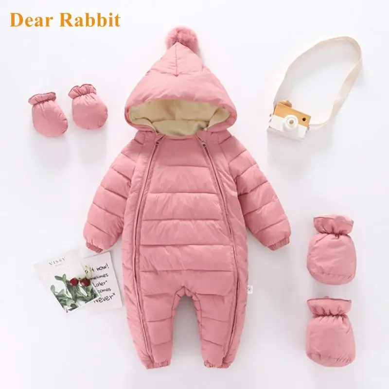 

2021 new born Hooded Plus Velvet Warm Boys Snowsuit Toddler Snow Suit Baby Girl clothes Cotton Overalls Newborn Jumpsuit Rompers