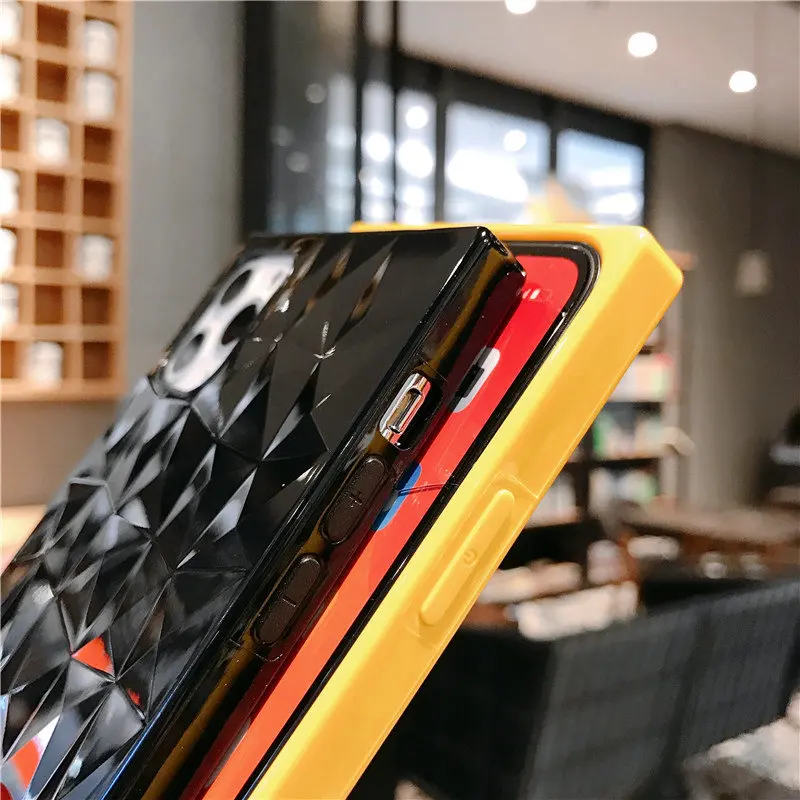 For iPhone 11 Pro 11Pro Max Luxury Diamond Square Flexible Soft TPU Case Phone Back Cover |