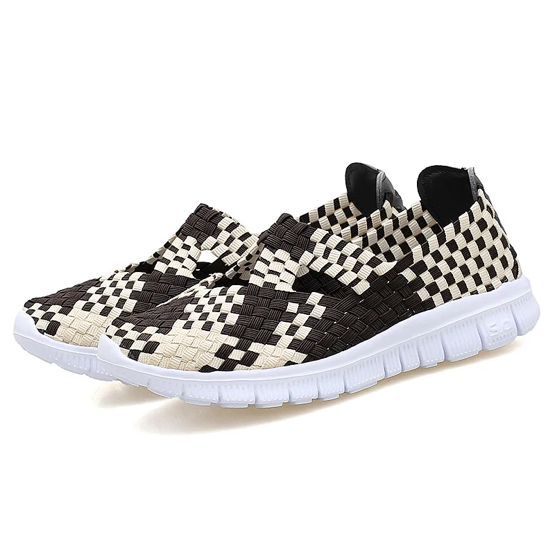 

2019 Summer Comfortble Breathable Women's Casual Shoes Slip On Handmade Woven Women Shoes Light Weight Soft Women Flats