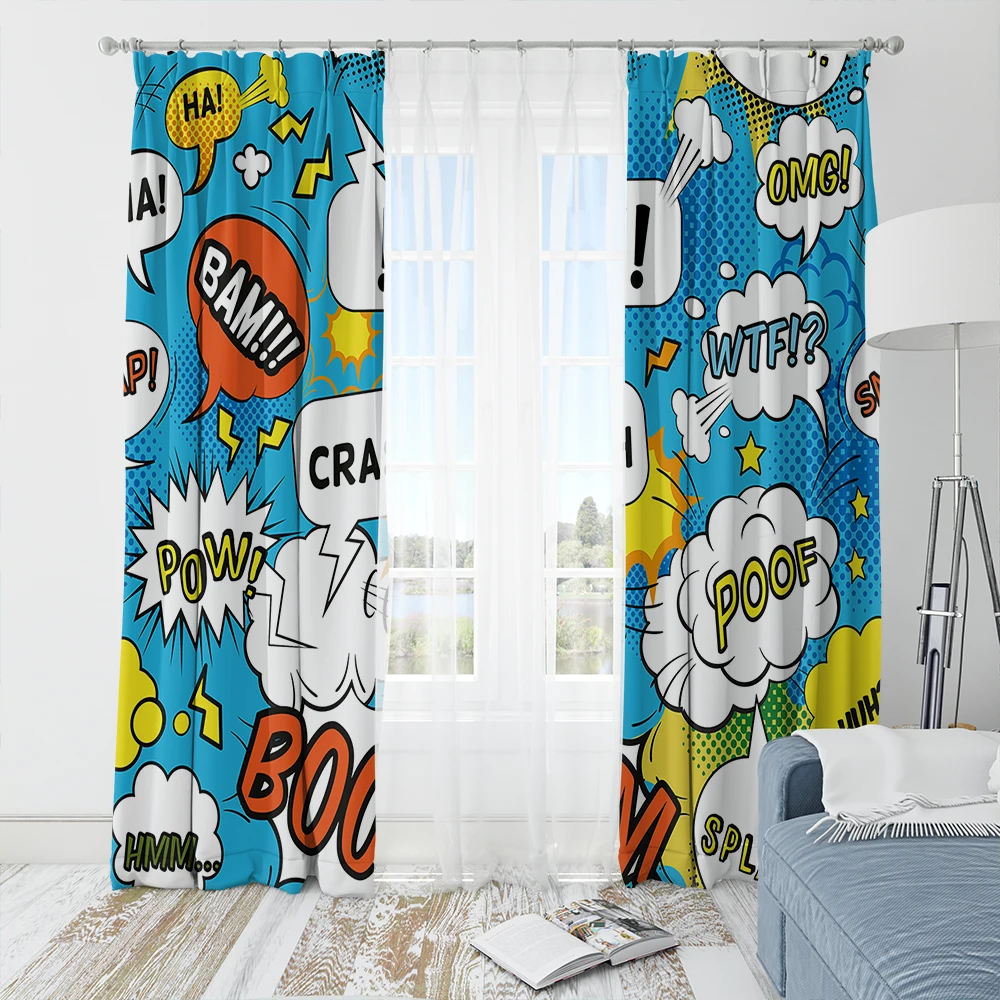 

Customize Room Bedroom Living Room Decoration 3D Print Cartoon Graffiti Curtain Modern Fashion Background Cloth Boys Girls
